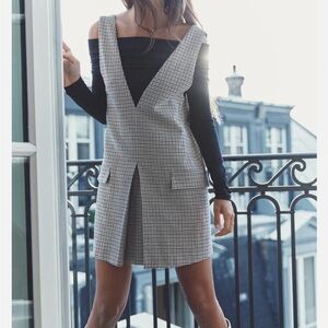 Zara Plaid Checkered pinafore Dress